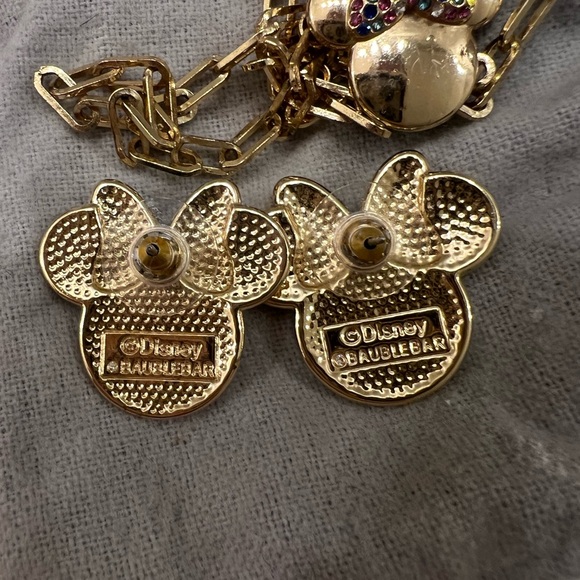 Disney x BaubleBar Gold Mickey Necklace and matching earrings - Picture 5 of 7